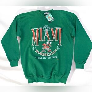 RARE 90s Vtg Miami Hurricanes Football Deadstock Smoking Sebastian Sweatshirt XL